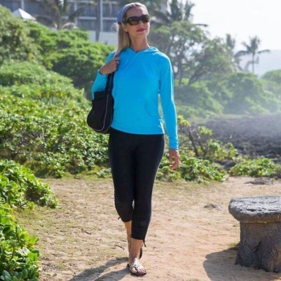 UVSKINZ Hoodie Plus Size 4XL Turquoise Blue Beach Sports Sun Coverup - Picture 2 of 12